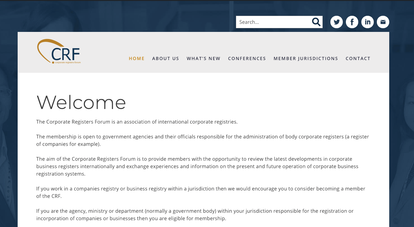 A refreshed website for the Corporate Registers Forum