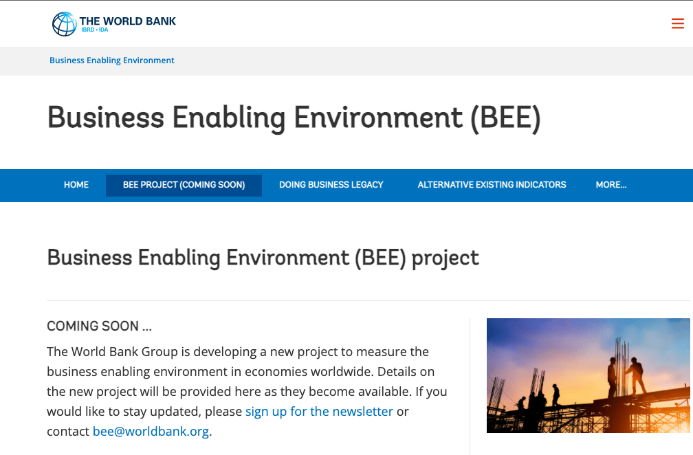 World Bank Consultation Business Enabling Environment Project